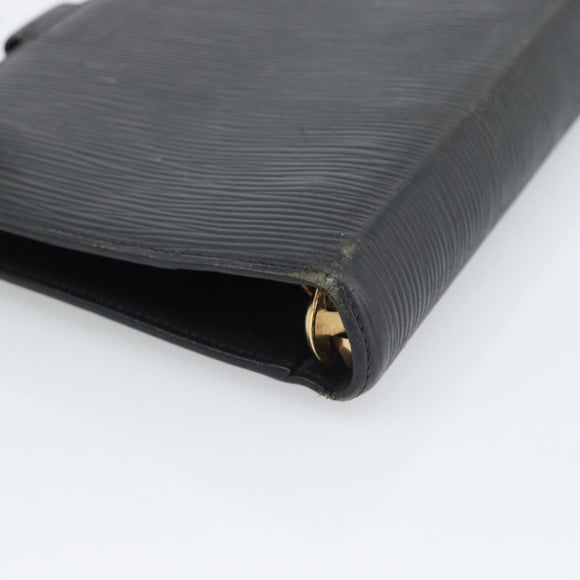 LOUIS VUITTON Epi Agenda MM Day Planner Cover Black R20042 LV Auth 193797