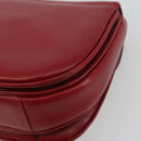 CELINE Chain Shoulder Bag Leather Red Gold Auth 193798-10