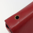 CELINE Chain Shoulder Bag Leather Red Gold Auth 193798-13