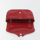CELINE Chain Shoulder Bag Leather Red Gold Auth 193798-15
