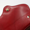 CELINE Chain Shoulder Bag Leather Red Gold Auth 193798-16