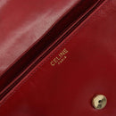 CELINE Chain Shoulder Bag Leather Red Gold Auth 193798-17