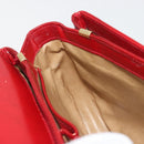CELINE Chain Shoulder Bag Leather Red Gold Auth 193798-19