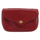 CELINE Chain Shoulder Bag Leather Red Gold Auth 193798-2
