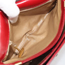 CELINE Chain Shoulder Bag Leather Red Gold Auth 193798-21