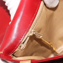 CELINE Chain Shoulder Bag Leather Red Gold Auth 193798-22