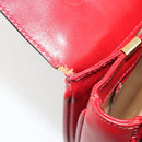 CELINE Chain Shoulder Bag Leather Red Gold Auth 193798-25