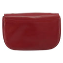 CELINE Chain Shoulder Bag Leather Red Gold Auth 193798-3
