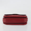 CELINE Chain Shoulder Bag Leather Red Gold Auth 193798-7
