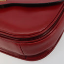 CELINE Chain Shoulder Bag Leather Red Gold Auth 193798-8