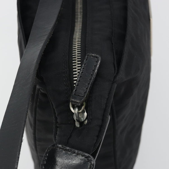 FENDI Zucca Canvas Shoulder Bag Black Auth 193804