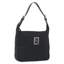 FENDI Zucca Canvas Shoulder Bag Black Auth 193804-1