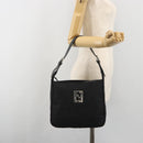 FENDI Zucca Canvas Shoulder Bag Black Auth 193804-24
