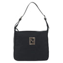 FENDI Zucca Canvas Shoulder Bag Black Auth 193804-13
