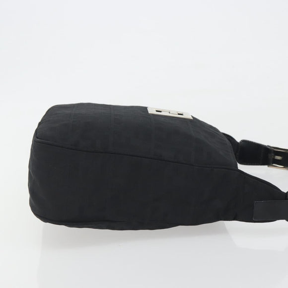 FENDI Zucca Canvas Shoulder Bag Black Auth 193804