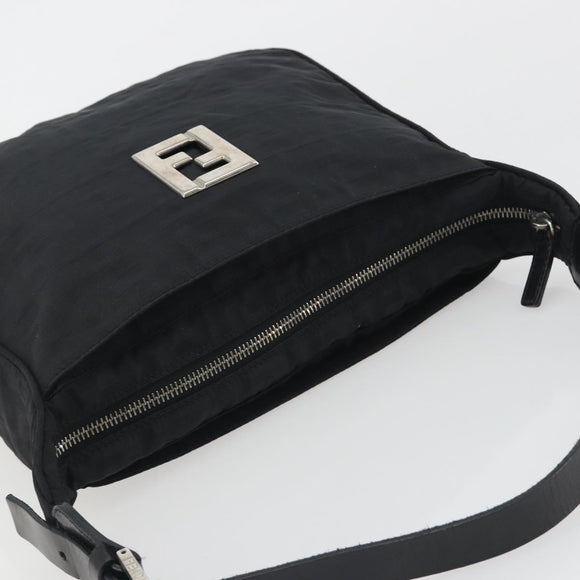 FENDI Zucca Canvas Shoulder Bag Black Auth 193804