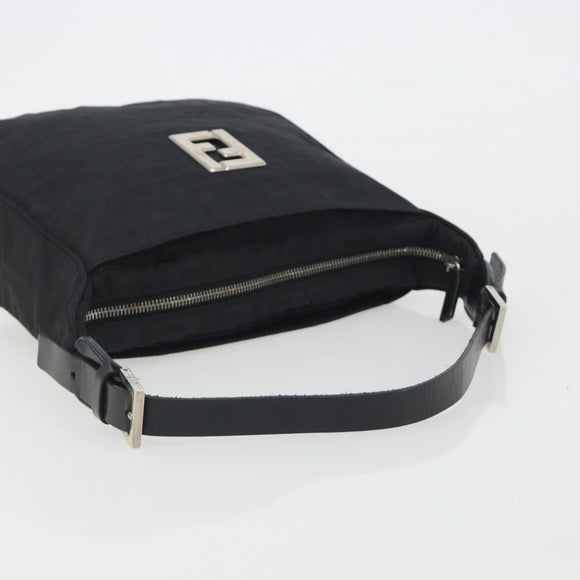 FENDI Zucca Canvas Shoulder Bag Black Auth 193804