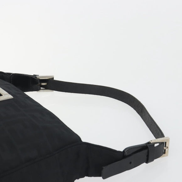 FENDI Zucca Canvas Shoulder Bag Black Auth 193804