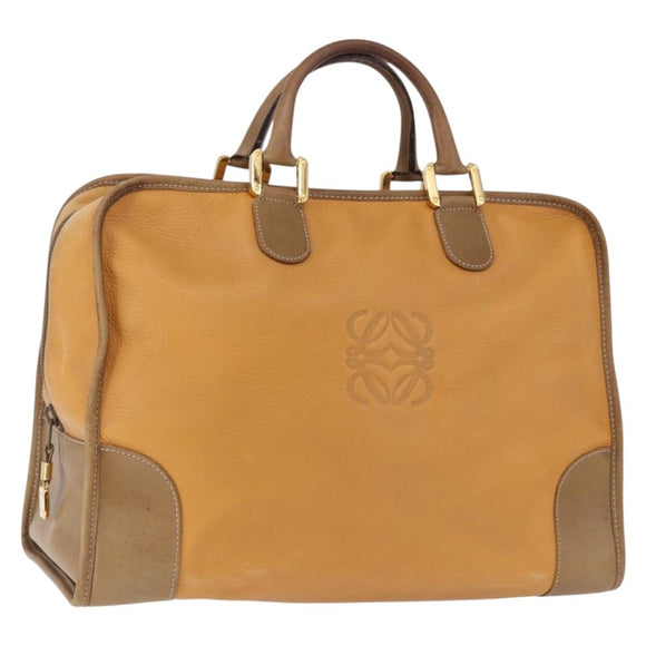 LOEWE Amazona 40 Hand Bag Leather Brown Gold Auth 193805A