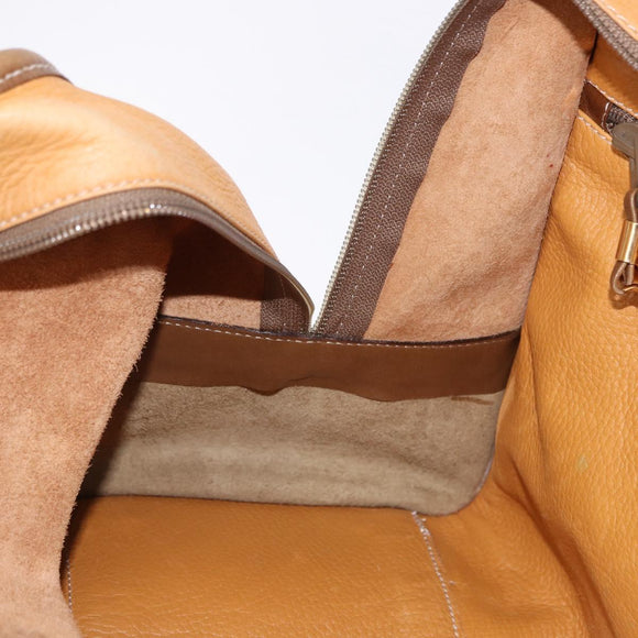 LOEWE Amazona 40 Hand Bag Leather Brown Gold Auth 193805A