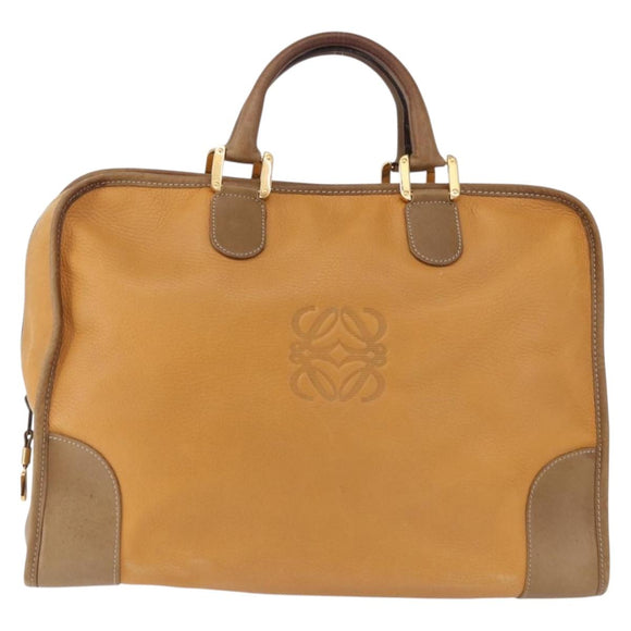 LOEWE Amazona 40 Hand Bag Leather Brown Gold Auth 193805A