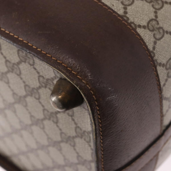 GUCCI GG Supreme Web Sherry Line Boston Bag PVC Beige Gold Auth 193806A