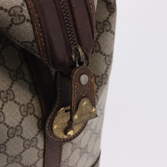 GUCCI GG Supreme Web Sherry Line Boston Bag PVC Beige Gold Auth 193806A