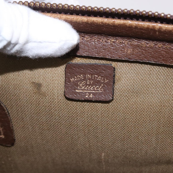 GUCCI GG Supreme Web Sherry Line Boston Bag PVC Beige Gold Auth 193806A