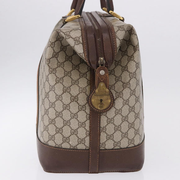 GUCCI GG Supreme Web Sherry Line Boston Bag PVC Beige Gold Auth 193806A