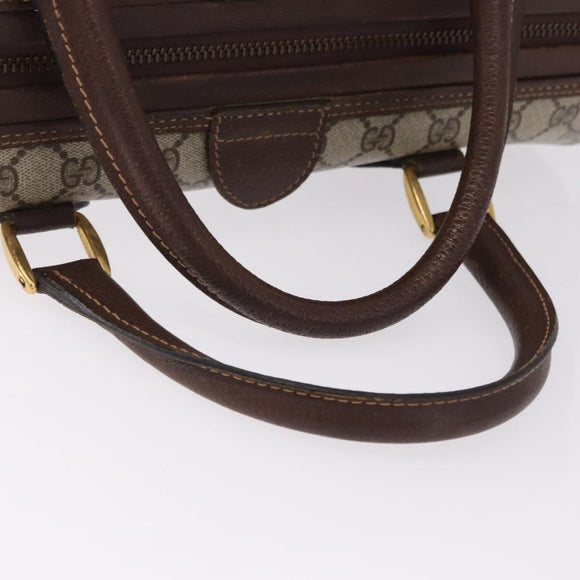 GUCCI GG Supreme Web Sherry Line Boston Bag PVC Beige Gold Auth 193806A
