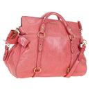Miu Miu Hand Bag Leather 2way Pink Gold Auth 193807M-1