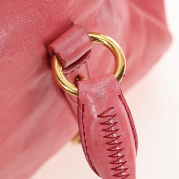 Miu Miu Hand Bag Leather 2way Pink Gold Auth 193807M