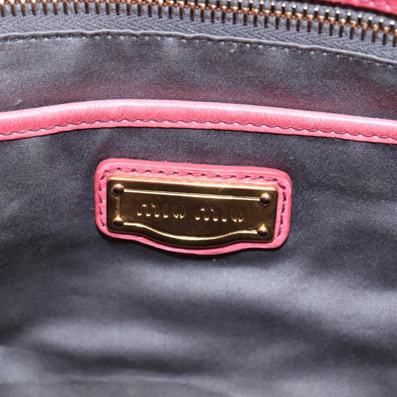 Miu Miu Hand Bag Leather 2way Pink Gold Auth 193807M