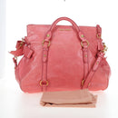 Miu Miu Hand Bag Leather 2way Pink Gold Auth 193807M-30
