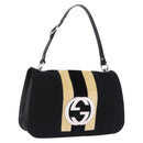 GUCCI Interlocking G Shoulder Bag Velor Black Silver Auth 193808V-1