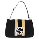 GUCCI Interlocking G Shoulder Bag Velor Black Silver Auth 193808V-2