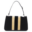 GUCCI Interlocking G Shoulder Bag Velor Black Silver Auth 193808V-3