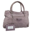 BALENCIAGA The Perth Hand Bag Leather Purple 128522 Auth 193809V-1