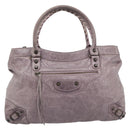 BALENCIAGA The Perth Hand Bag Leather Purple 128522 Auth 193809V-13