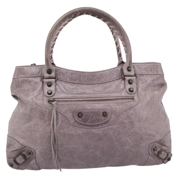 BALENCIAGA The Perth Hand Bag Leather Purple 128522 Auth 193809V