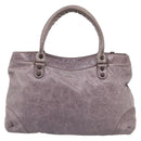 BALENCIAGA The Perth Hand Bag Leather Purple 128522 Auth 193809V-2