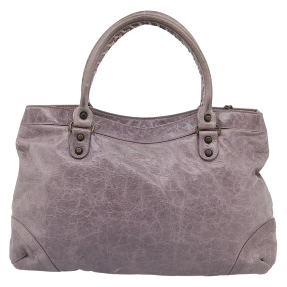 BALENCIAGA The Perth Hand Bag Leather Purple 128522 Auth 193809V