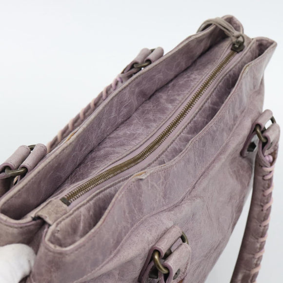 BALENCIAGA The Perth Hand Bag Leather Purple 128522 Auth 193809V