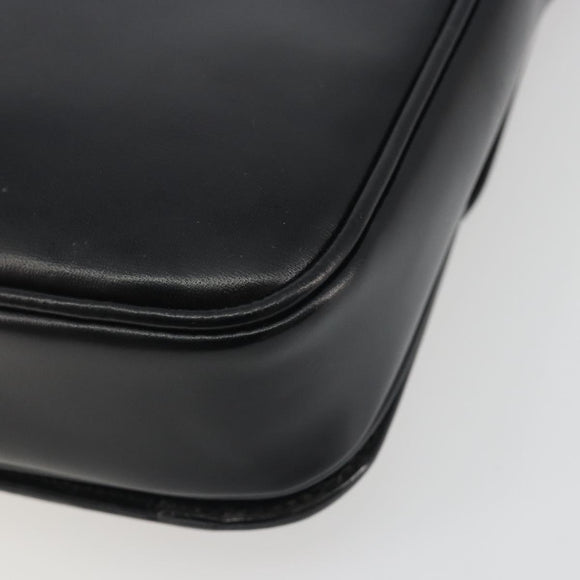 CELINE Circle Shoulder Bag Leather Black Gold Auth 193810V
