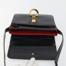 CELINE Circle Shoulder Bag Leather Black Gold Auth 193810V-10