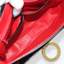 CELINE Circle Shoulder Bag Leather Black Gold Auth 193810V-11