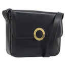 CELINE Circle Shoulder Bag Leather Black Gold Auth 193810V-1