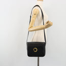 CELINE Circle Shoulder Bag Leather Black Gold Auth 193810V-25