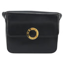 CELINE Circle Shoulder Bag Leather Black Gold Auth 193810V-13