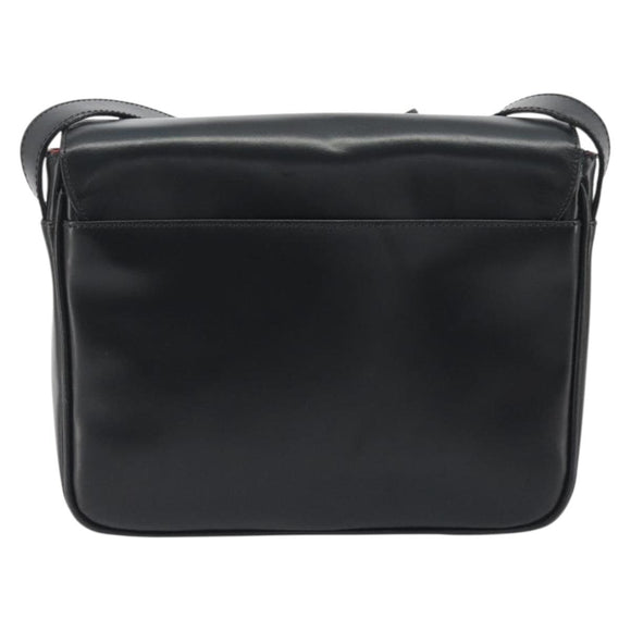 CELINE Circle Shoulder Bag Leather Black Gold Auth 193810V